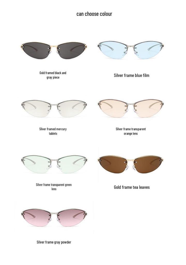 Women's Y2K Cat-Eye Metal Sunglasses - High-End Luxury, European & American Street Style Sun Protection Glasses