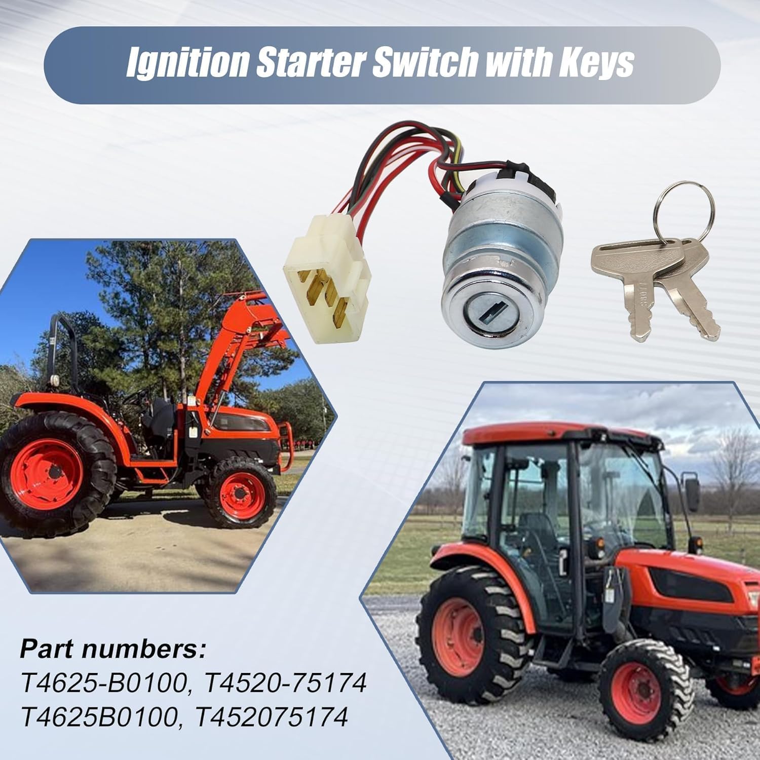 

XQSMWF Ignition Starter Switch with Keys Compatible with Kioti CK DK DS RX Tractor Compatible with Kubota DK40SE DS4510HS and More # 36919-75160