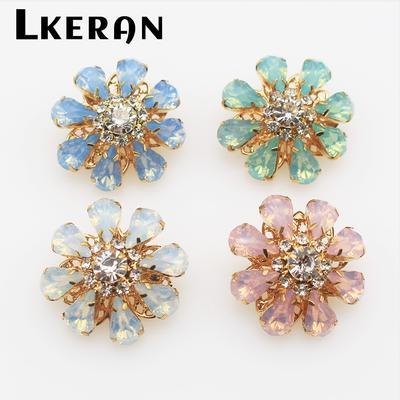 5 Stück 26mm Eierweißfarben Harz Strasssteine Knöpfe Blume Schaft Knopf DIY Gold Metall Nähen Dekorative Kleidung Zubehör