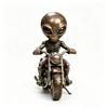Alien Gnome Resin Statue, Sitting on Motorcycle Decorative Gnome Ornament, Waterproof Hand-Painted Garden Sculpture, for Indoor Outdoor Use