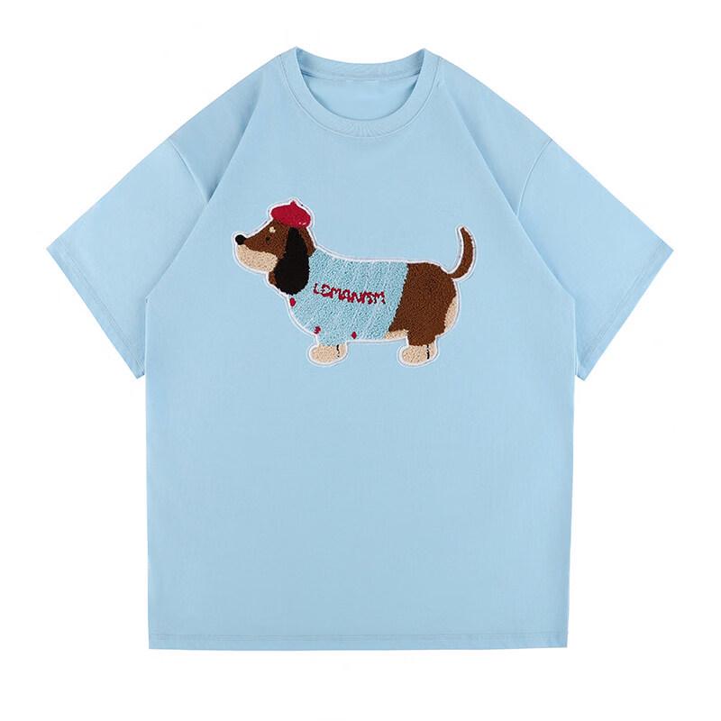 LEMANISM Huang Zihongfan Dachshund Embroidery Heavyweight T-Shirt
