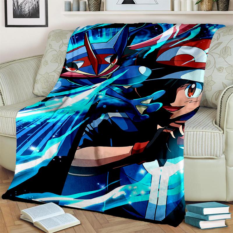 2025 New Cute Pikachu Pokemon Cartoon Gift Soft Plush Blanket,Flannel Throw Blanket for Living Room Bedroom Bed Sofa Cover Kids