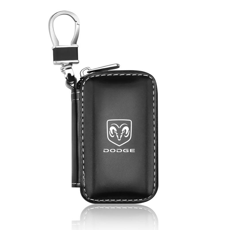 

1 шт. Шкіряний емблема Чохол для ключа автомобіля Брелок Блискавка Сумка для ключів для Dodge Journey SRT NITRO Ram 1500 Durango Challeager Charger Viper Coolway чорний