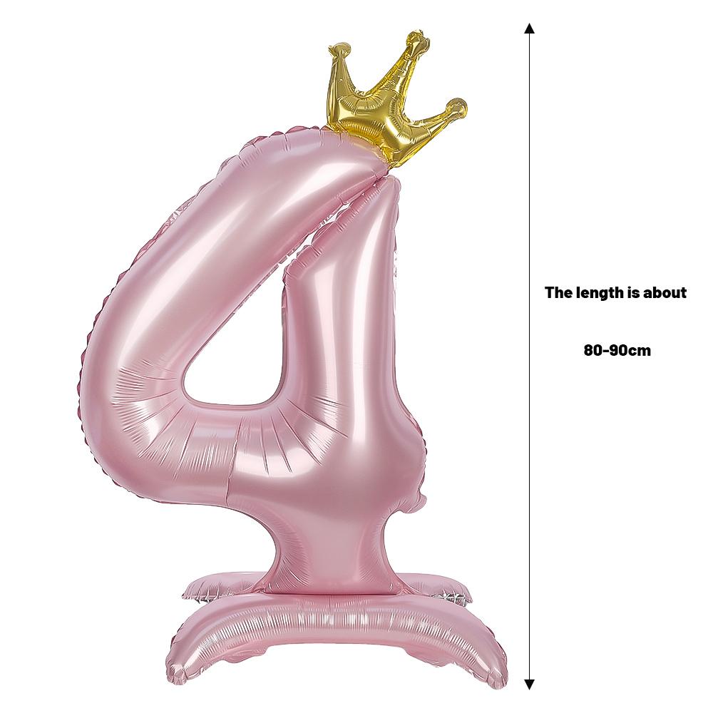 Balão digital de alumínio rosa com decoração de coroa de 42 polegadas, balão com número para decoração de festa de aniversário, suprimentos para meninas, lembrancinha de aniversário