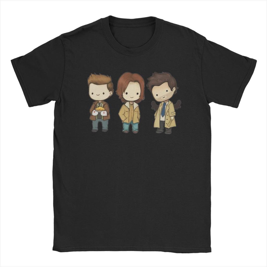 Men's Sam Dean Castiel Supernatural Chibi T Shirt TV Shows 100% Cotton Clothes Round Neck Tee Shirt New Arrival T-Shirt