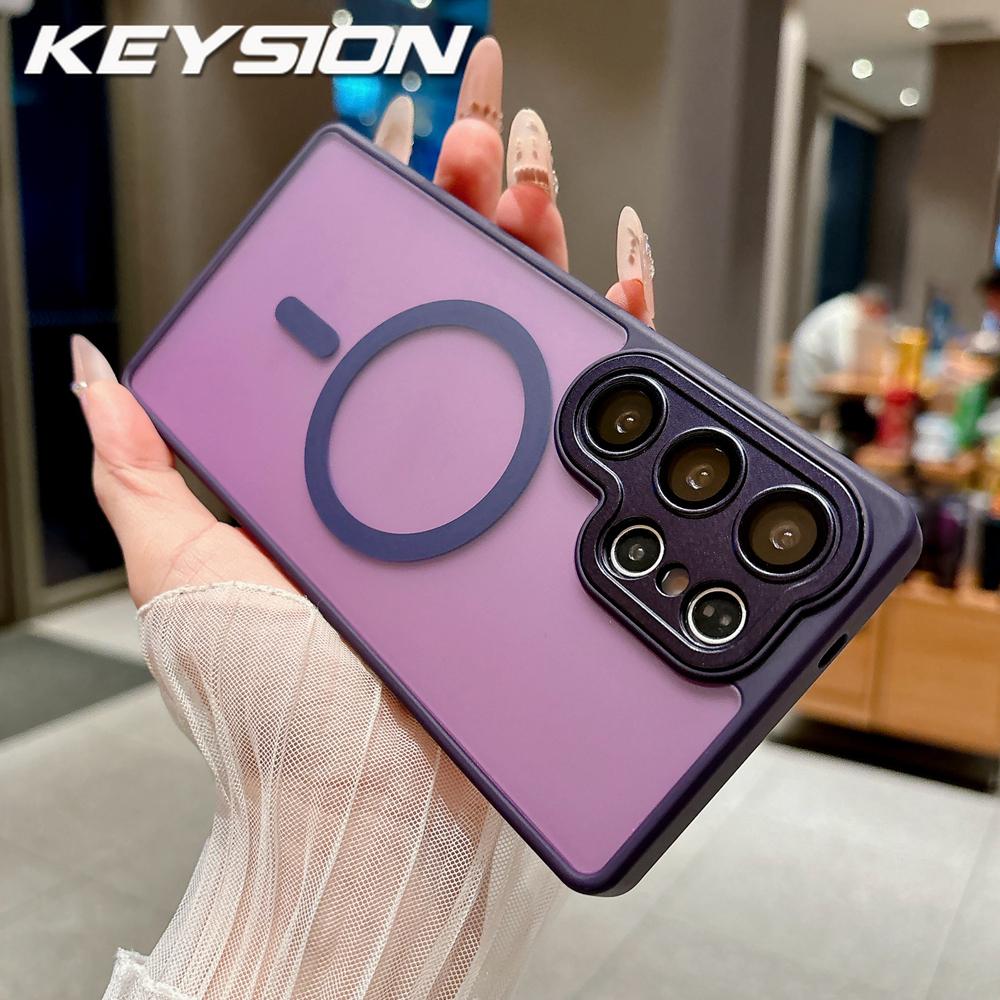 KEYSION Luxury Matte Translucent Magnetic Case for Samsung Galaxy S25 S26 Ultra 5G S26+ S25 FE Shockproof Armor Phone Cover