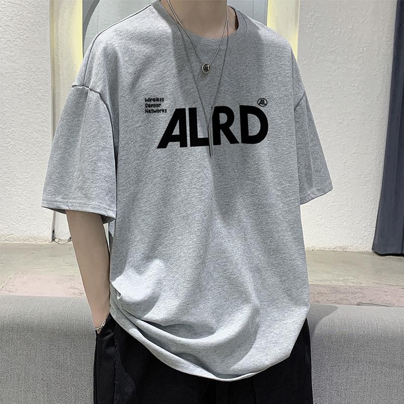 100% Cotton Printed Short Sleeve T-shirt Men's Half-sleeved Men's Fashion Brand Ins American Loose Body Shirt Men's Top
