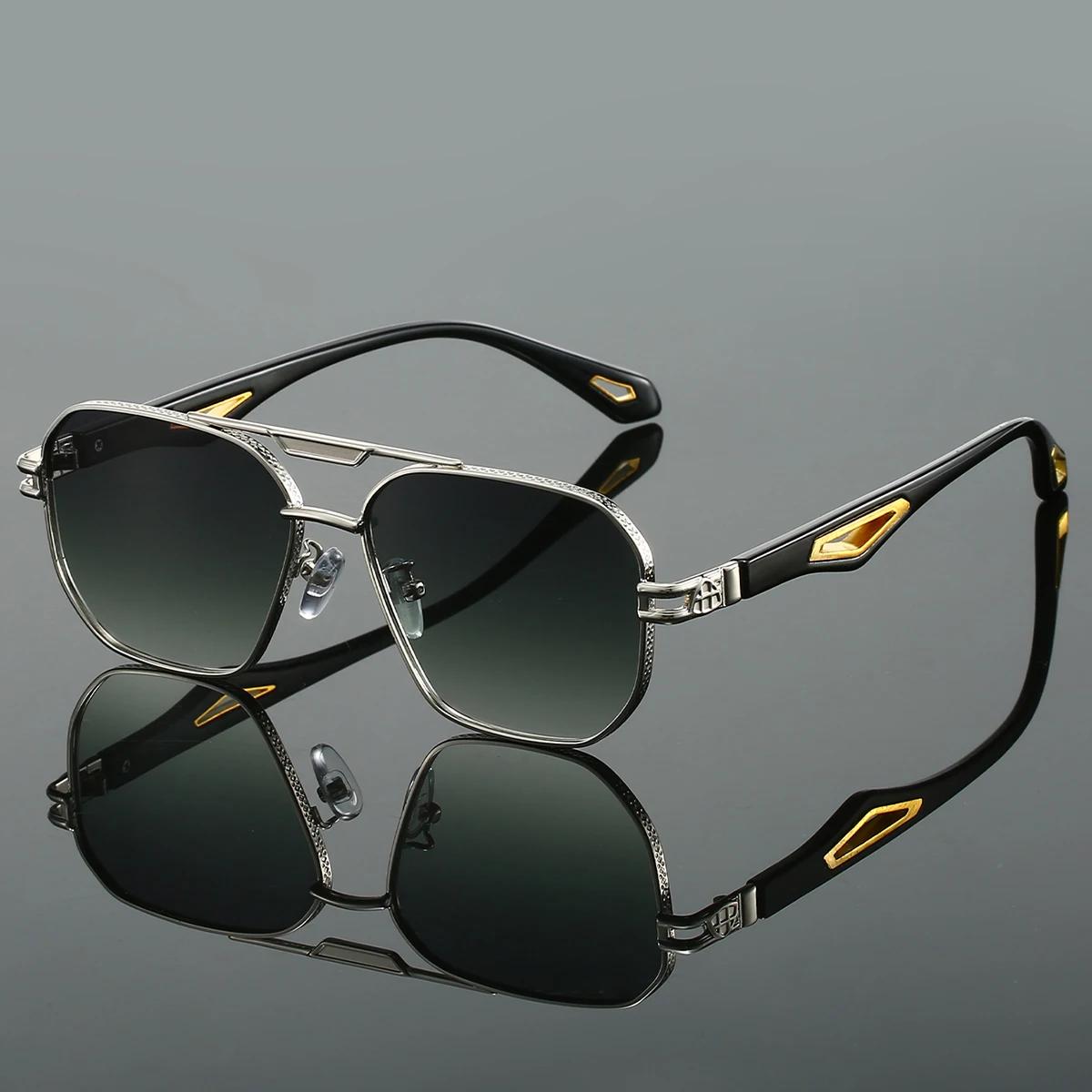 

Vintage Square Sunglasses Men New Classic Double Bridge Gradient Shades Trendy Retro Brand Designer Outdoor Sun Glasses 1PC
