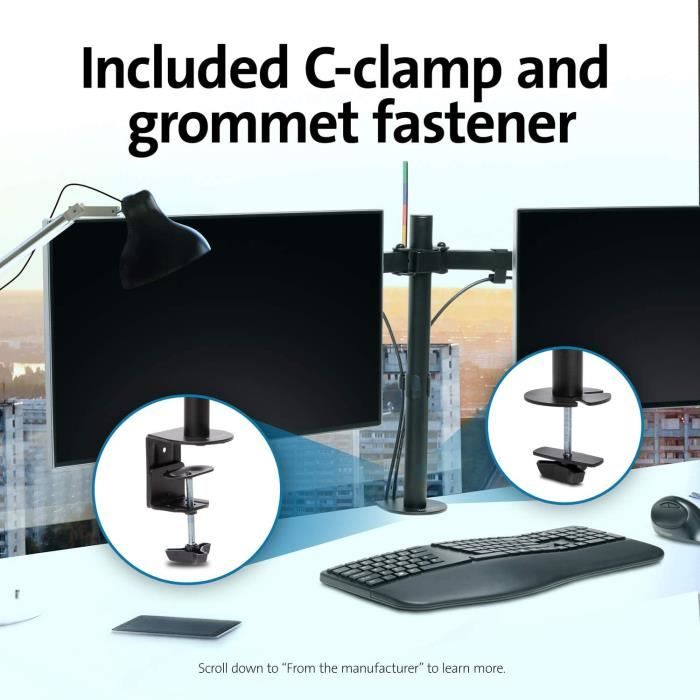 Support Écran - Kensington - Bras Extensible Pour 2 Écrans - Ajustement SmartFit - Ergonomique - Blanc