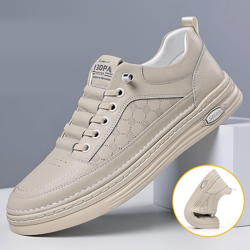 

Весна Осень Новые Туфли для Мужчин Натуральная Кожа Повседневная Обувь Белые Кроссовки Для Скейтбординга На Плоской Подошве Крутые Кроссовки Без Застежек 44 хаки