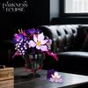 Purple Flowers Building Set, Rose Bouquet Black Compatible with Lego Botanical Collection Gothic for Adults Women Home Office Decor