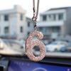 Car Pendant Interior Rearview Mirror Crystal Numbers Decoration Car Hanging Ornament Car Hanging Accessories