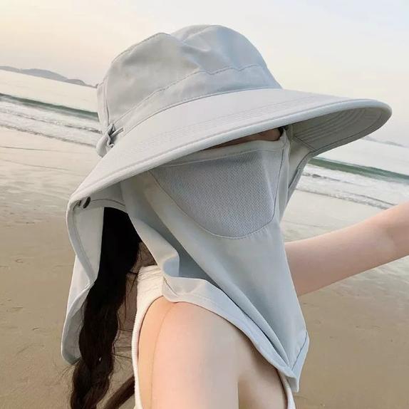 Wide Brim Sun Hat Full Face Neck Coverage Breathable for Women Outdoor Beach Hiking