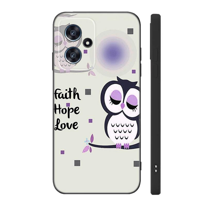 Lovely Cartoon Owl Black Silicone Phone Case For Xiaomi POCO X3 X4 NFC F3 F4 GT F5 M3 M4 M6 X5 X6 Pro 5G C55 C65 M5