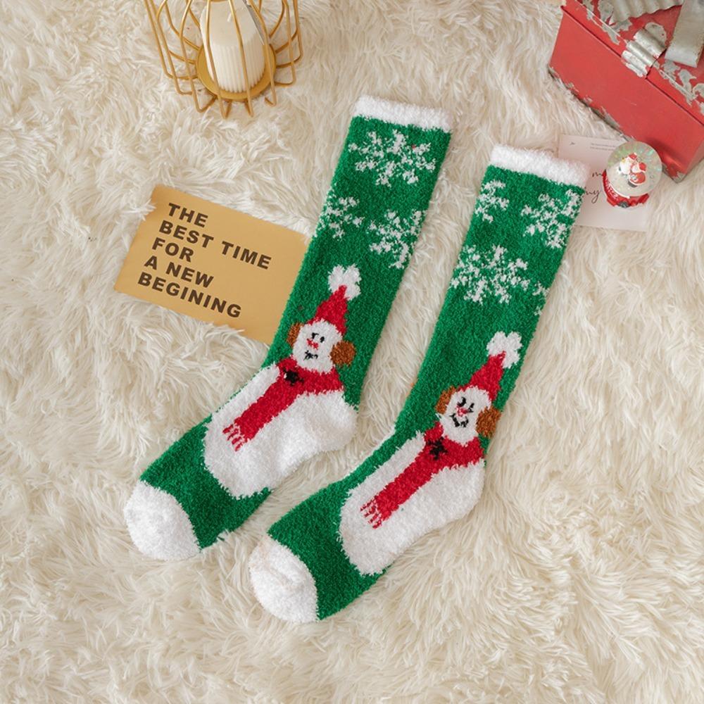 Soft Christmas Socks Plush Coral Fleece Socks Winter Warm Thicken Floor Socks  For Women