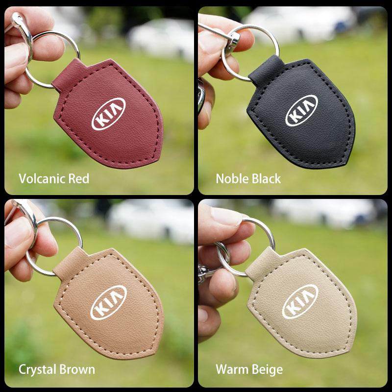RVGH1 Car Logo Keychain Modeling Leather Key Ring Decorative For Kia GT-Line KN Sportage Ceed Rio Picanto Sorento Soul Cerato Venga