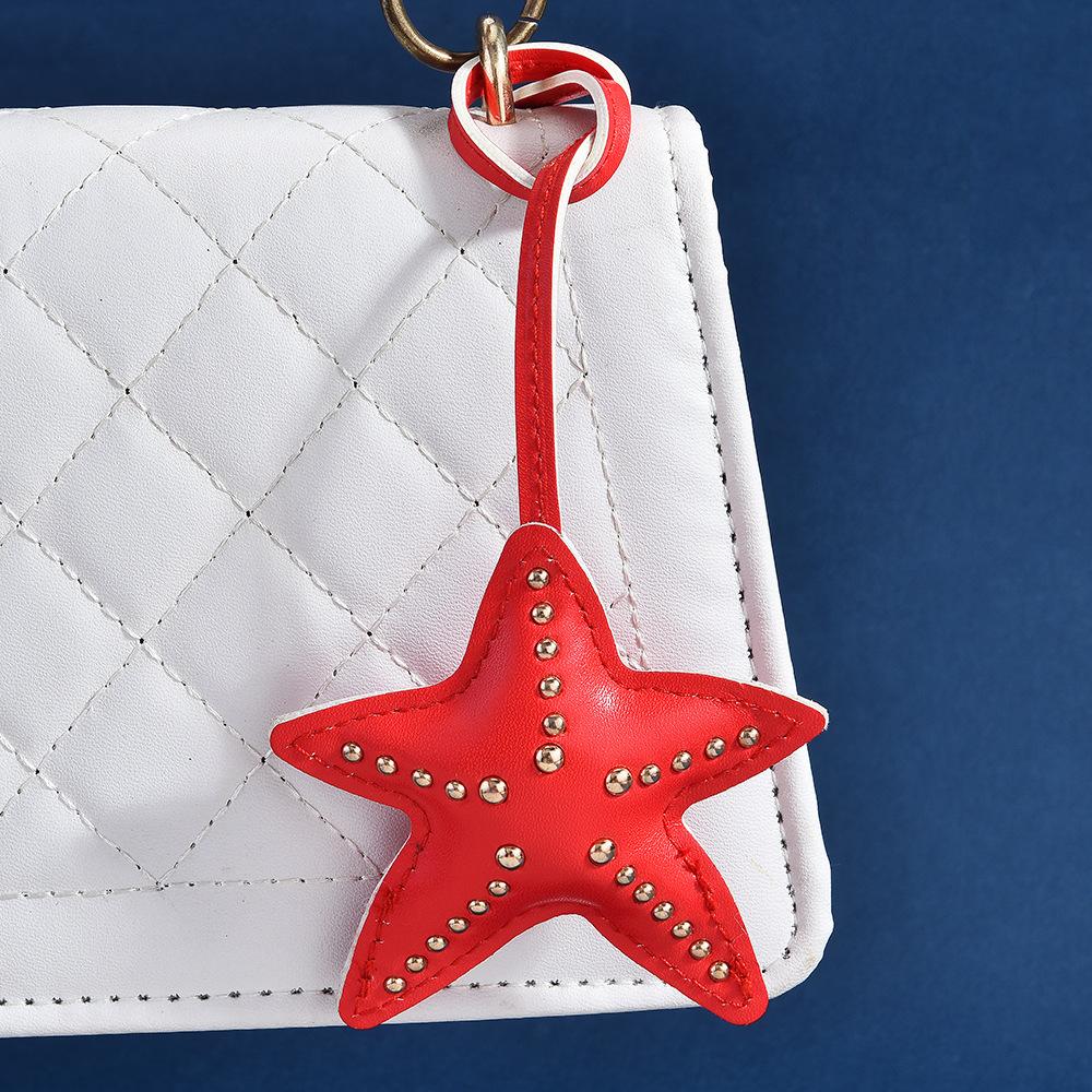 Personalized Design Rivet Five-Pointed Star Keychain Versatile Bag Pendant Hand-Woven Jewelry