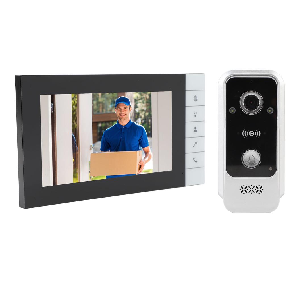 Video-Türklingel-Intercom-Kit 7-Zoll-IPS-Touchscreen IC-Karten-Entsperrung 120-Grad-Weitwinkel Nachtsicht