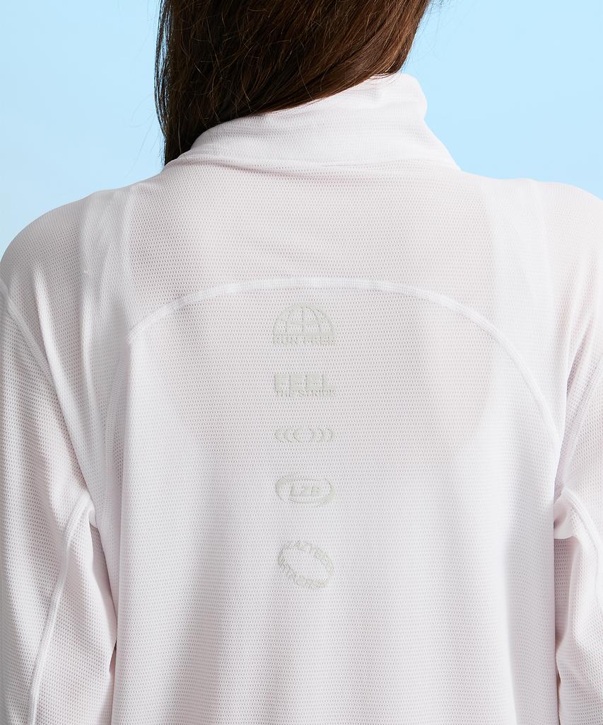 Leijibi Tech Flow Hydro Stand Neck Loose Fit Zip-Up Rash Guard W White
