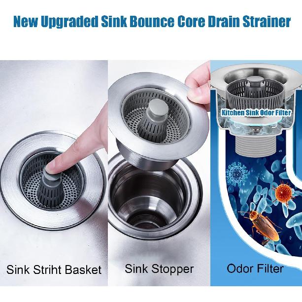 Peshoriadm Sink Strainer, Peshoriadm Sink Drain, Indicativet Sink Strainer, 2024 New Upgraded Sink Bounce Core Drain Strainer, Kitchen Sink Drain