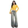 Women's Retro Micro-Flare Jeans - American Style, Loose Fit, Floor-Length, Autumn/Winter Collection