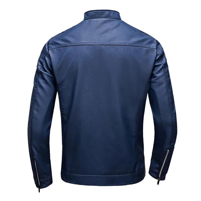 Veste en Cuir PU à Col Montant Veste de Mode pour Homme Veste Décontractée en Cuir PU pour Homme Coupe Slim Version Coréenne Vêtements pour Homme