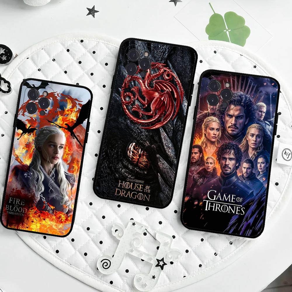 Film G-Game Of T-Thrones Phone Case Black Soft Phone Case For IPhone 16 15 14 13 11 12 17 Pro Max Mini Plus
