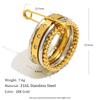 MamacitaSlay 316L Stainless Steel Zircon Two Tone Multilayer Paperclip Ring Party Waterproof Jewelry Women's Unique Ring Gifts