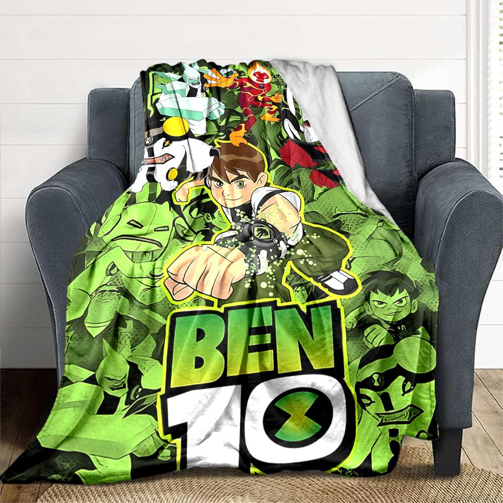 1 pezzo Coperta in Flanella Morbida e Delicata sulla Pelle Ben 10 Alieni con Stampa Digitale, Varie Misure Disponibili per Famiglia, Amici, Compleanno