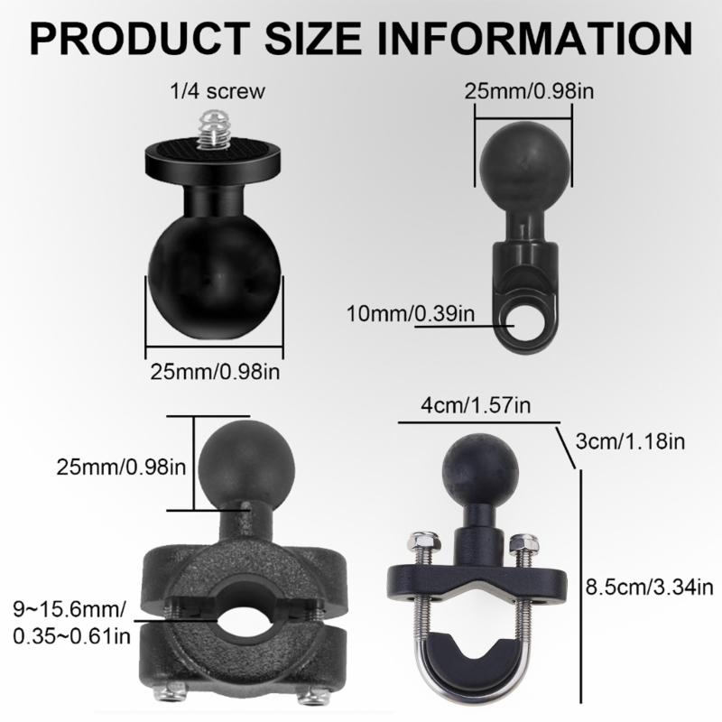 Secure Motorcycle Camera Clamp, Aluminum Quick Release Handlebar Mount for 12/11 /X4 Outdoor Action Shooting
