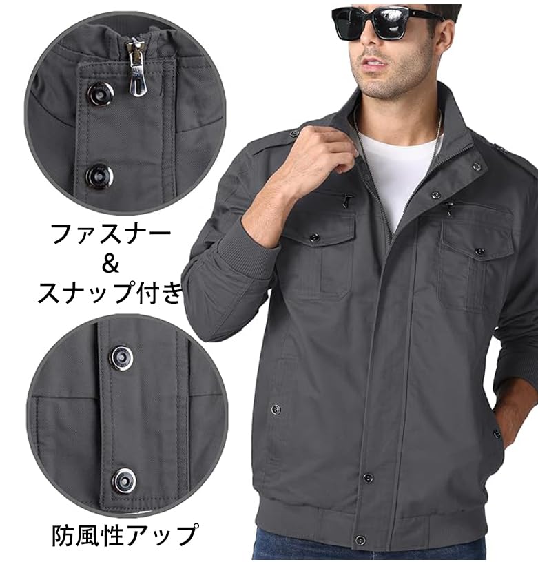 KEFITEVD Plus Cold Weather Motorcycle Military Stand L Men's Jacket, Size, Windbreaker, Jacket, Windproof, Autumn, Outdoor, Style, Collar, Blouson,