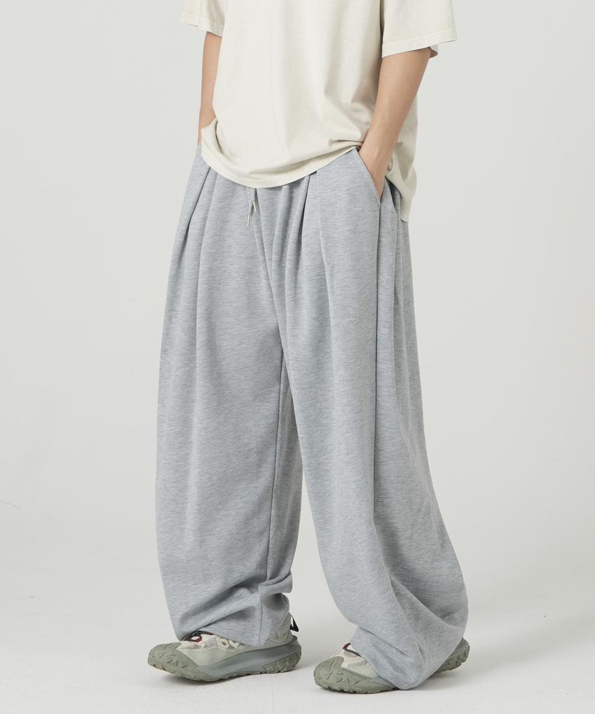 ROCKED GARAGE Unisex Peira Two-Way Double Pintuck Balloon Wide Training Pants All Seasons_Gray