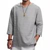 Men's Spring 2026 V-Neck Long Sleeve Linen-Cotton Casual Shirt