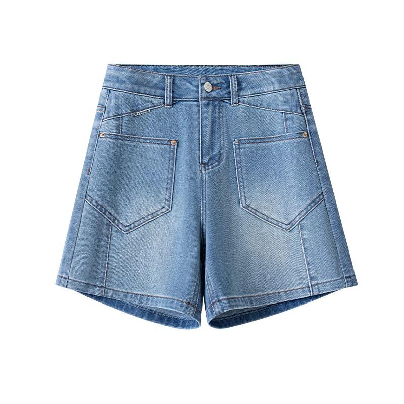 High-Waisted A-Line Denim Shorts for Women - Summer Thin, Loose Fit, Mid-Length, Four-Point Wide-Leg Design