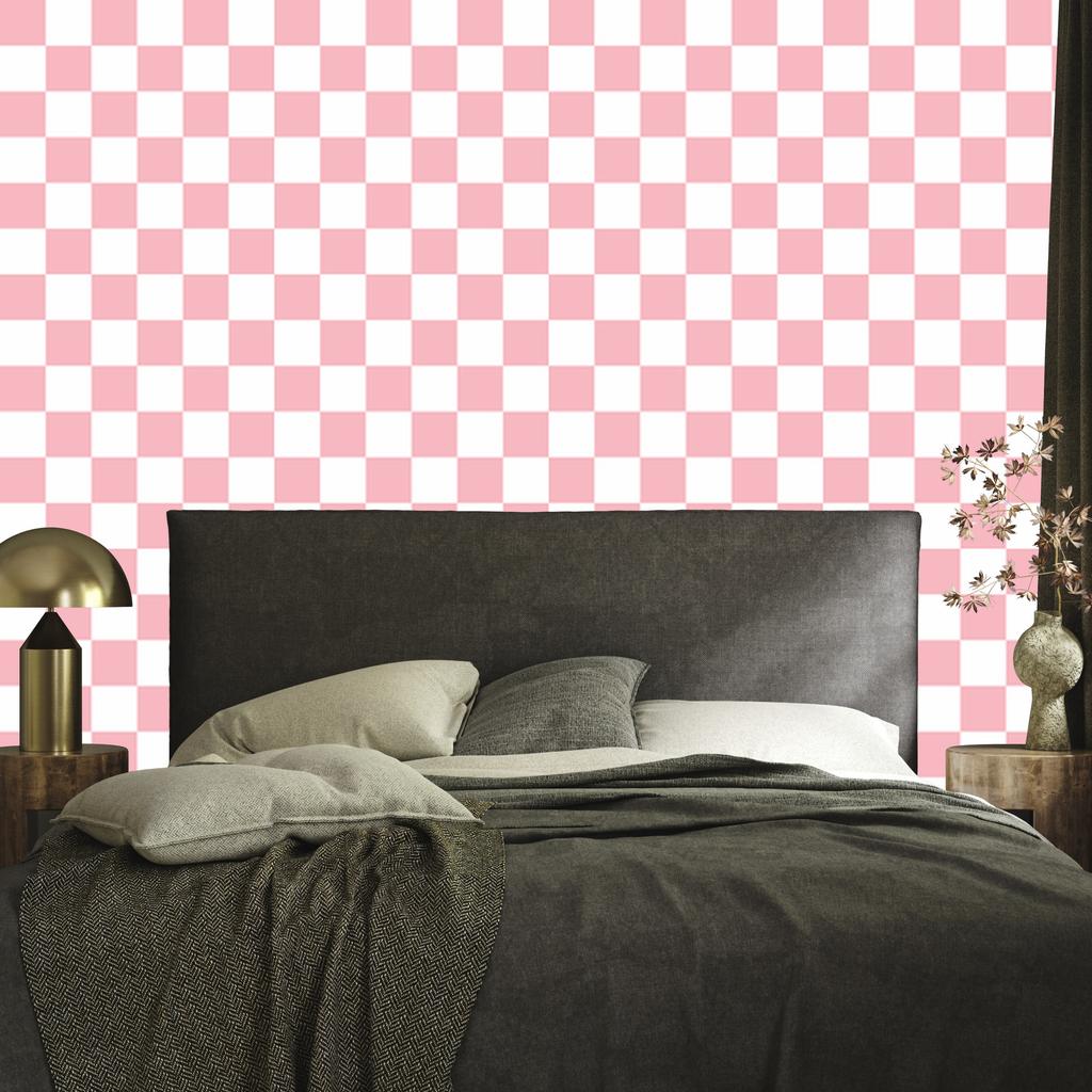 Checkerboard Wallpaper Coral and White for Living Room and Bedroom 50x1000