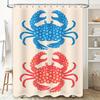 Bathroom Decor Shower Curtain Modern Blue Red Crab Print, Waterproof Fabric, Suitable for Kids Bathrooms