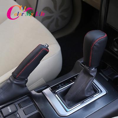 Color My Life Leather Gear Shift Knob Collars Hand Brake Cover for Toyota Land Cruiser Prado 150 2010 -