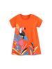European Summer Knit Cotton Dress for Girls - Cartoon Print Princess Skirt