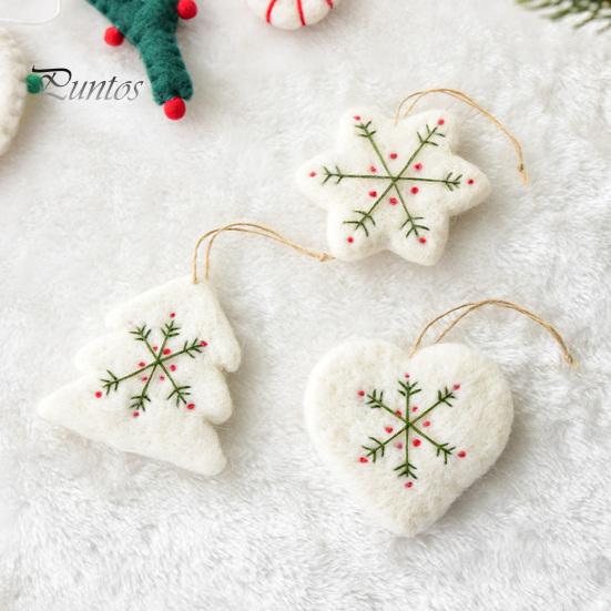 Reusable Felt Festive Wall Hangings Christmas Snowflake Ornament, Handmade Wool Tree/Heart/Snowflake Shaped Handcrafted Seasonal Decor Tree