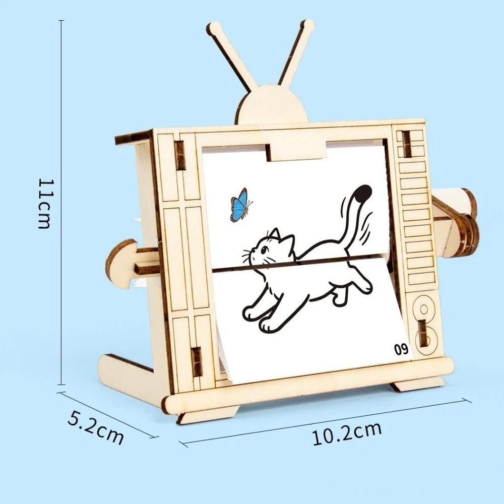 Educational STEM Science Toy Wooden DIY Assembly Toy Hand Cranked Animation Machine  For Children