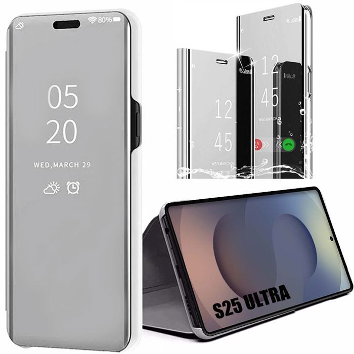 Coque de protection - BOOLING - Samsung Galaxy S25 Ultra - Argenté - Smart Case - Effet Miroir