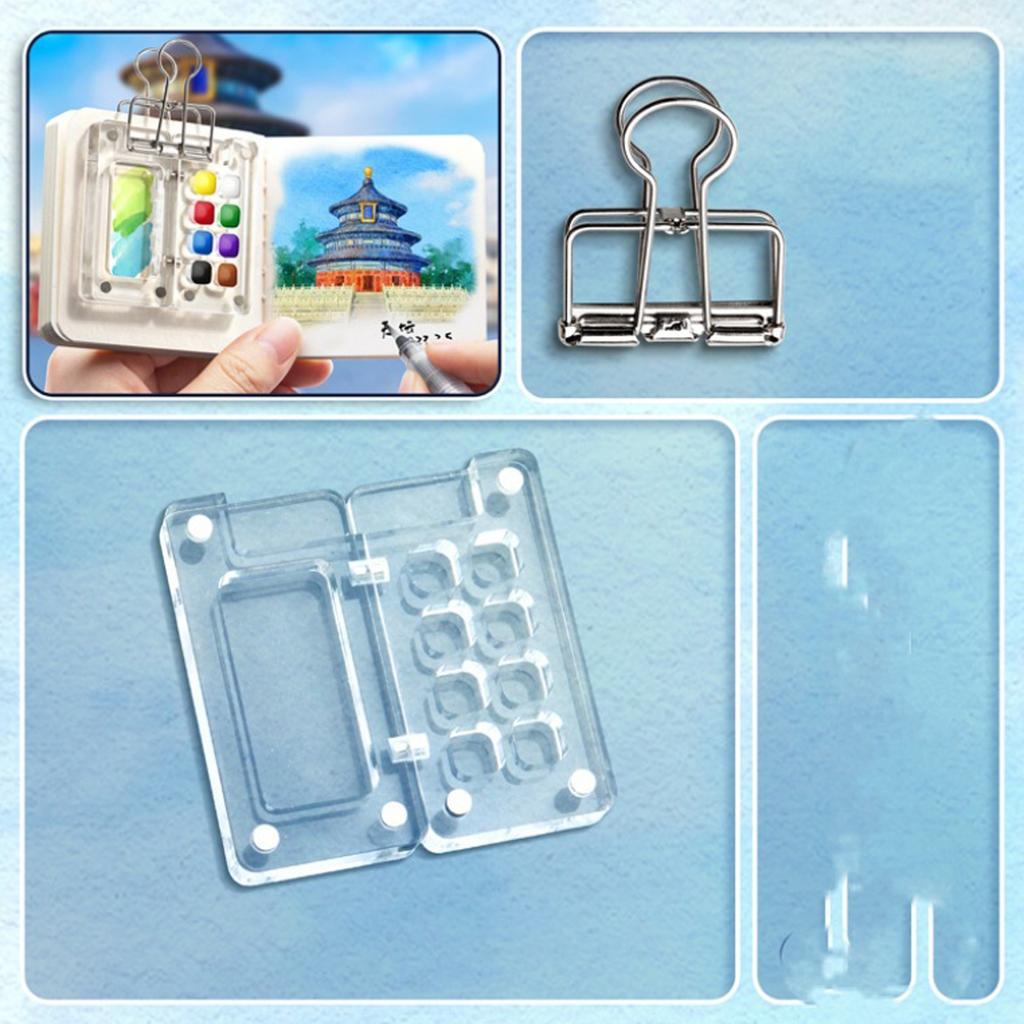 8/15 Grids Watercolor Palette Set Portable Sketchbook Palette Small Paint Palette Watercolour Travel Set for Painters