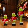 Christmas Tree Ornament Green Elf Plush Toy, Soft Stuffed Animal Doll with Standing Retractable Long Leg for Holiday Home Fireplace Mantel Decor Party