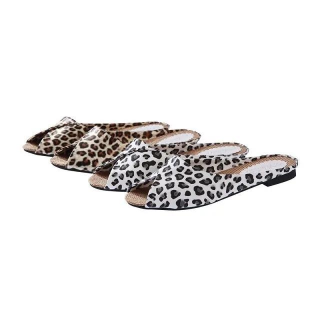 Summer Casual Leopard Print Slippers Fashion Wear Flat Sandals Fish Mouth Slippers Versatile Low Heel