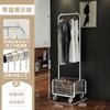 Floor Standing Bedroom Mobile Coat Rack Indoor Drying Storage Shelf Clothes Organizer with Hooks Homewear Hanger