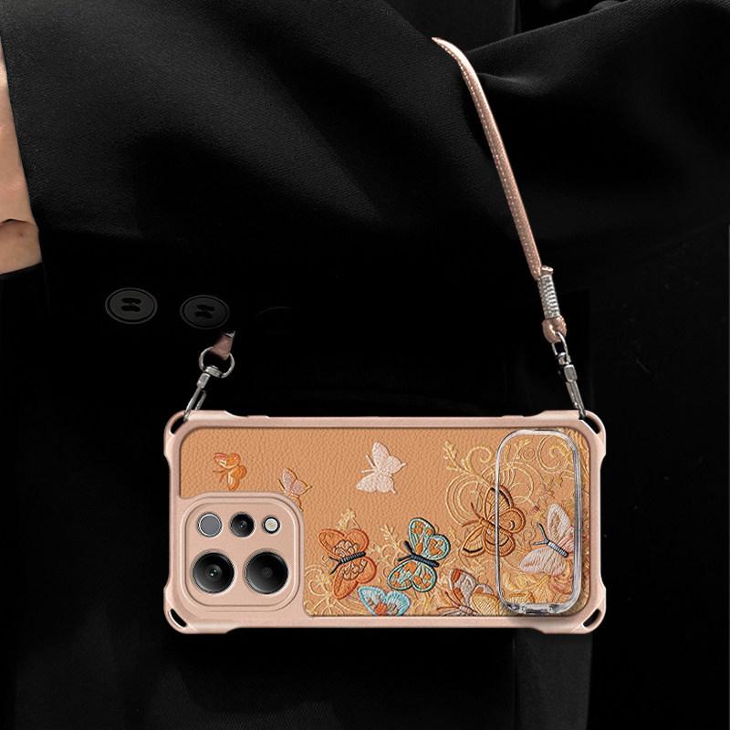 Embroidery butterfly suitable for vivoS50 mobile phone case S30 bracket lanyard S20 anti-drop S19 light luxury S18/17 soft case