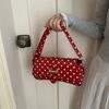 French Retro Polka Dot Underarm Bag Women Versatile Shiny Small Shoulder Baguette Bag