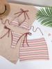 3 Pieces Bikinis Sexy Women Swimsuit Female Thong Striped Swimwear Bikini Set Swimming Suit Beachwear Biquini Bathing Suit