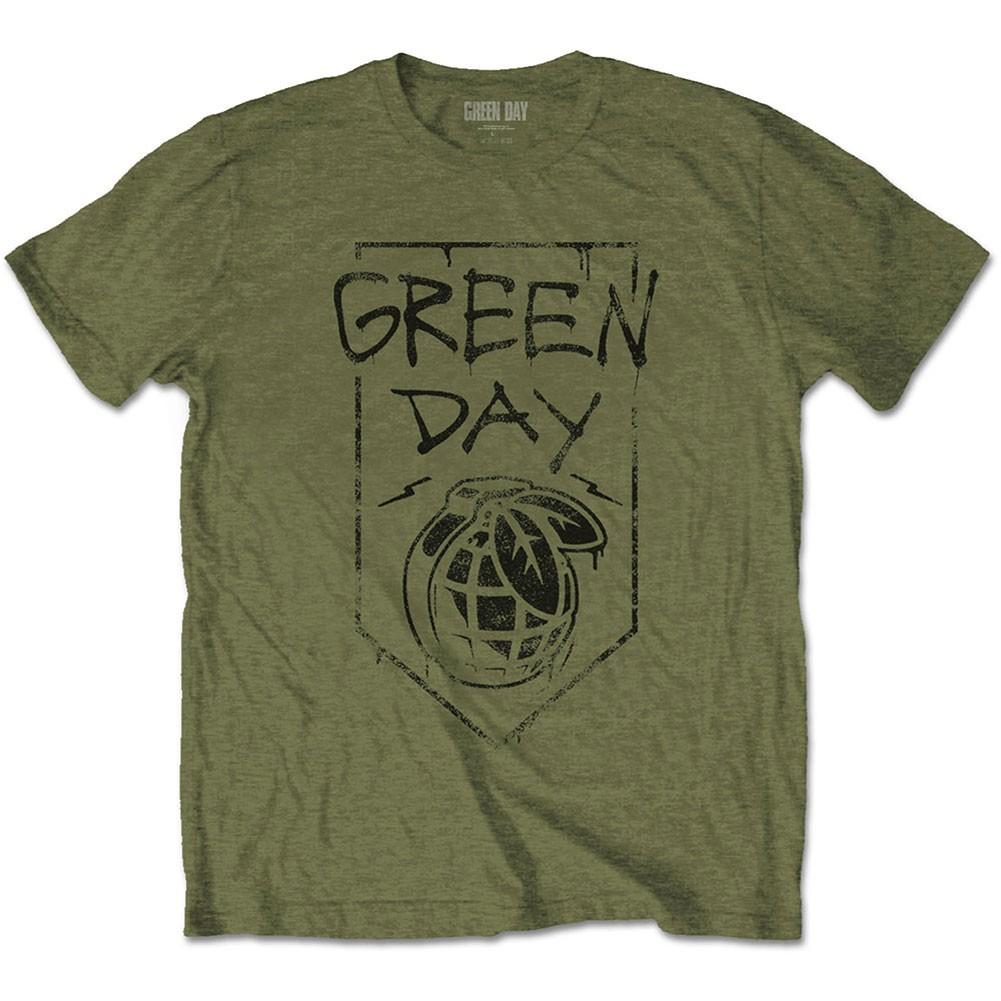 Men s Green Day Organic Grenade Slim Fit T-shirt Large Military XL