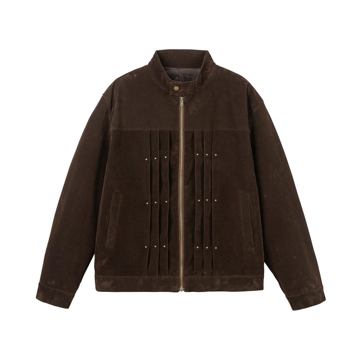 

RUIIENRS x FUSEEHO Весна 2026 Замшева куртка Harrington зі стійкою W516 L коричневий